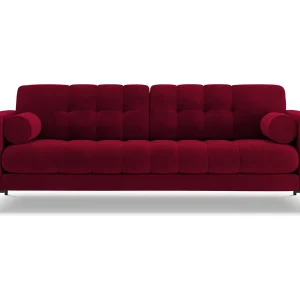 Bank "Bali" 4 zitplaatsen, Flueel, Rood – 217x92x75cm Bank "Bali" 4 zitplaatsen, Flueel, Rood – 217x92x75cm