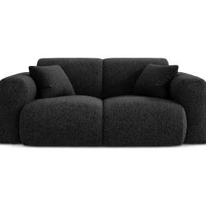 Bank "Nolio" 2 zitplaatsen, Chenille, Zwart – 170x95x72cm
