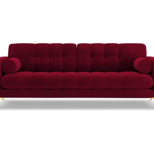 Bank "Bali" 3 zitplaatsen, Flueel, Rood – 177x92x75cm Bank "Bali" 3 zitplaatsen, Flueel, Rood – 177x92x75cm