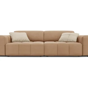 Bank "Luc" 3 zitplaatsen, Flueel, Donkerbeige – 204x102x70cm