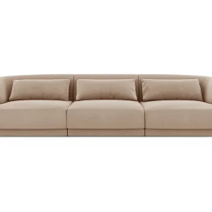 Bank "Tulum" 3 zitplaatsen, Flueel, Beige – 255x90x70cm