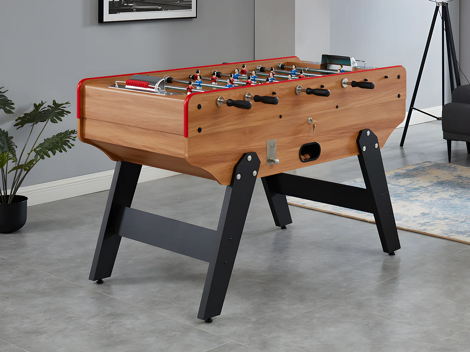 Tafelvoetbal met muntautomaat HENRY van mdf - L153 x B77,6 x H96 cm - Wit - Koop nu online