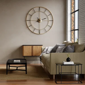 Grote wandklok van metaal – D110 cm – Goudkleurig – ASHLAND