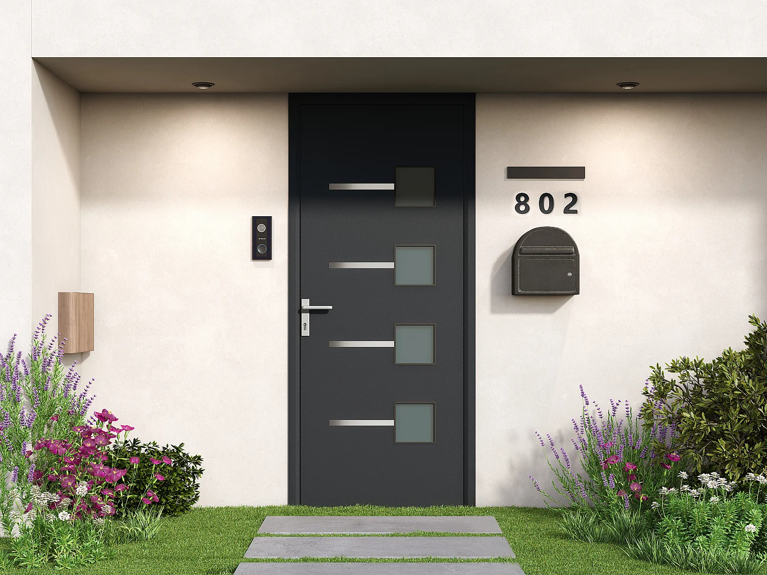 Voordeur van aluminium H218 x L96 cm, antraciet - Rechts openslaand - AMARES