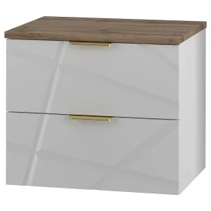 Meuble onder-wastafel 60cm wastafelblad Aurora Wit en Hout Meuble onder-wastafel 60cm wastafelblad Aurora Wit en Hout