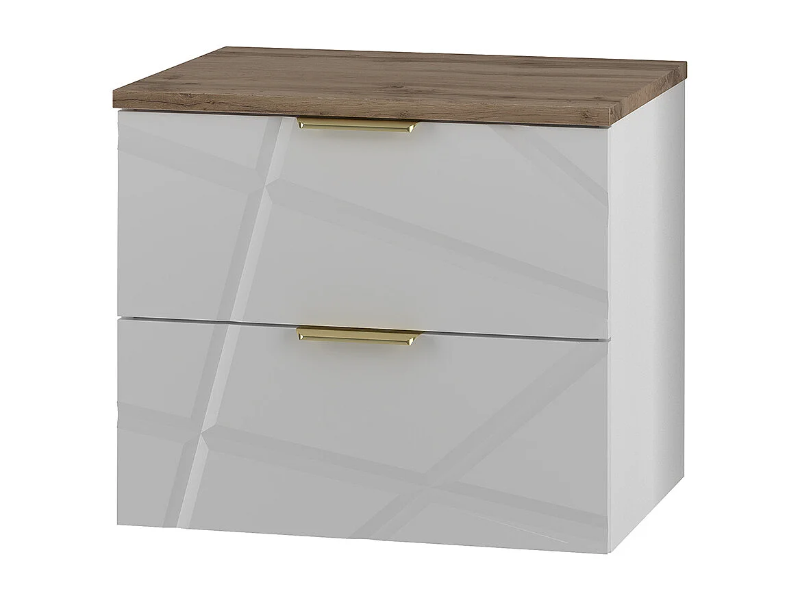 Meuble onder-wastafel 60cm wastafelblad Aurora Wit en Hout