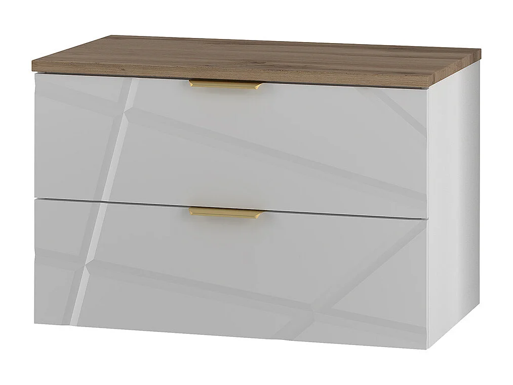 Meuble onder-wastafel 80cm wastafelblad Aurora Wit en Hout