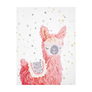 Alpaca canvas print roze en wit 60 x 80 cm AFASSA Alpaca canvas print roze en wit 60 x 80 cm AFASSA