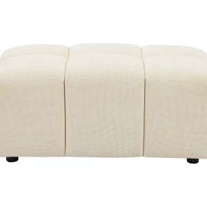 Poef van beige stof met textuur met gewatteerd effect APOLIU Poef van beige stof met textuur met gewatteerd effect APOLIU