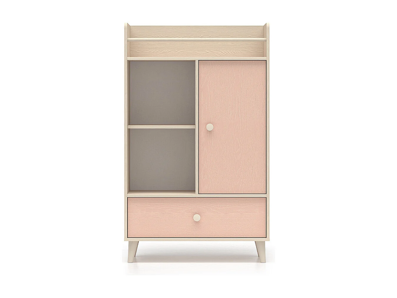 Alycia Beige en Roze 1-deurs 1-lade boekenkast