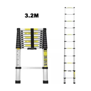 3,2 m telescopische aluminium ladder – compacte ladder – 11 sporten – met antislipvoeten – maximale belasting 150 kg 3,2 m telescopische aluminium ladder – compacte ladder – 11 sporten – met antislipvoeten – maximale belasting 150 kg
