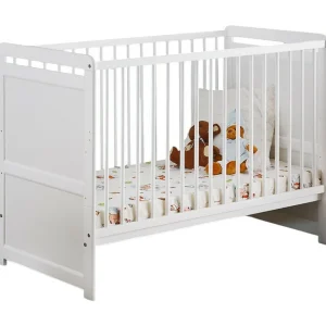 Bed en matras voor baby's uit de GUIZMO collectie, in hoogte verstelbaar. Mat witte kleur. Bed en matras voor baby's uit de GUIZMO collectie, in hoogte verstelbaar. Mat witte kleur.