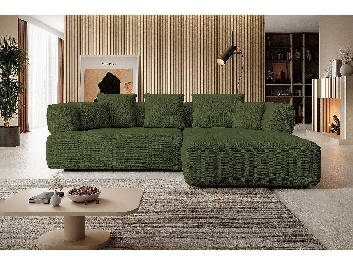 AULA, Avangarde Hoekbank 182x285cm Elektrische diepteverstelling | Links | Groen