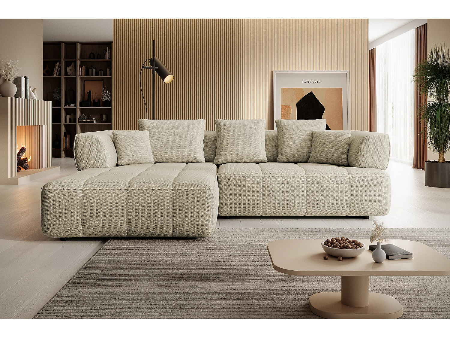 AULA, Avangarde Hoekbank 182x285cm Elektrische diepteverstelling | Rechts | Licht beige