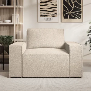Design fauteuil in beige bouclé AMELIA