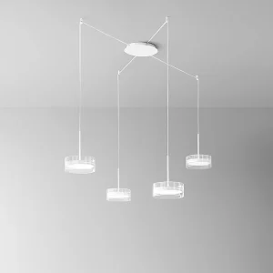 8217 Serie Hanglamp van Metaal en Glas, 4 LED-lampen 56W 4480lm 3000K, Matwitte Afwerking, Modern en Elegant Design – Perenz 8217 Serie Hanglamp van Metaal en Glas, 4 LED-lampen 56W 4480lm 3000K, Matwitte Afwerking, Modern en Elegant Design – Perenz