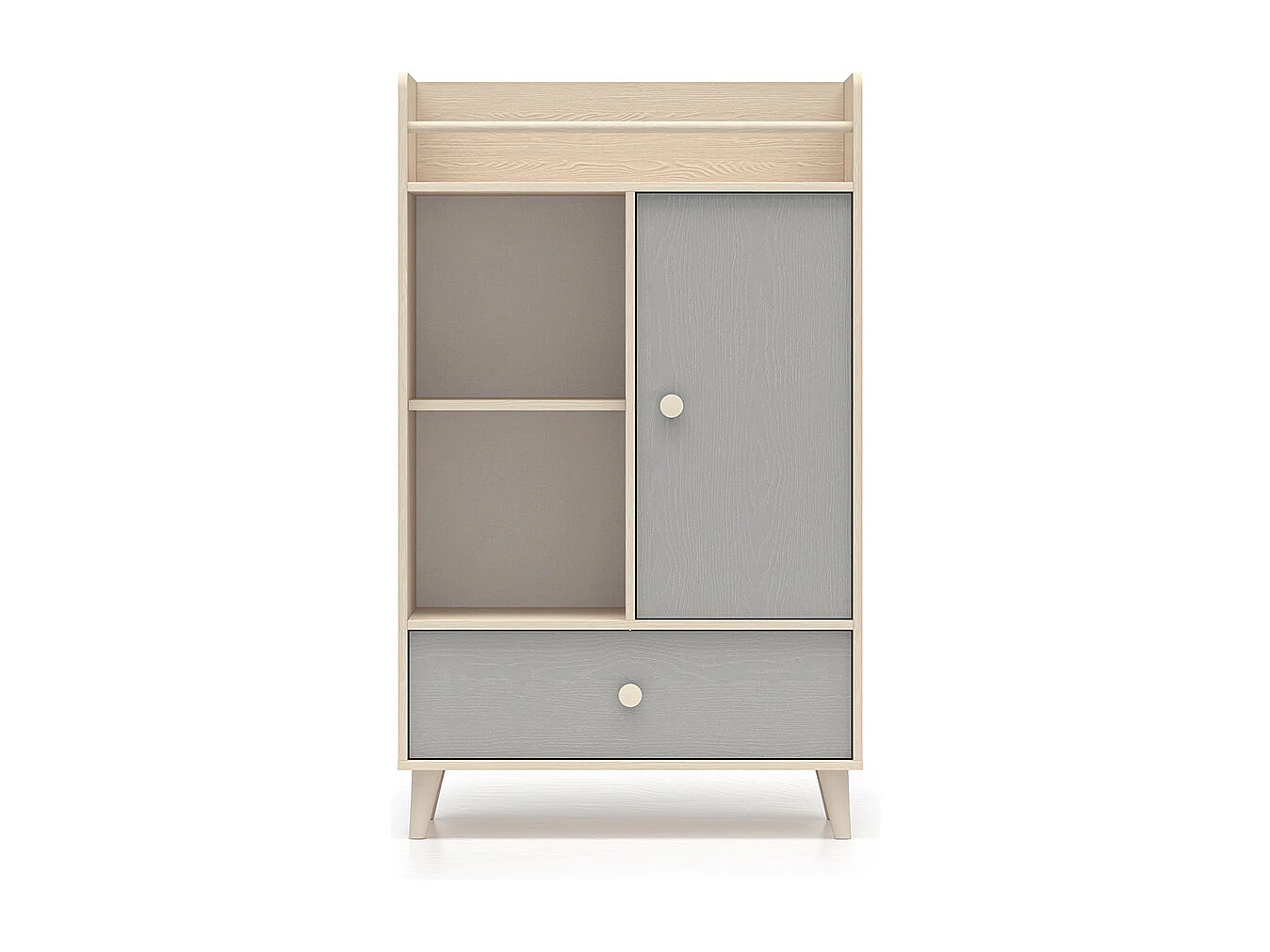 Alycia Beige en Grijs 1-deurs 1-lade boekenkast