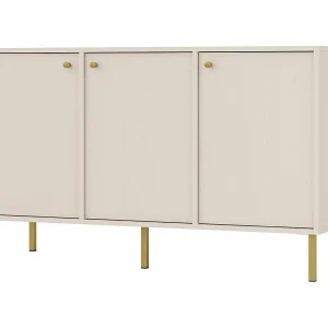 3-deurs dressoir met gouden poten – 125 cm – beige – OKTIO 3-deurs dressoir met gouden poten – 125 cm – beige – OKTIO