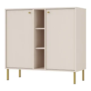2-deurs dressoir met planken – 100 cm – beige – OKTIO 2-deurs dressoir met planken – 100 cm – beige – OKTIO