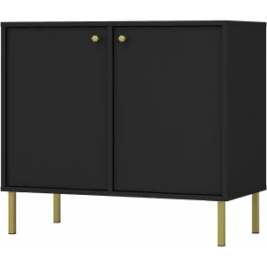 2-deurs dressoir met zwarte poten – 84 cm – grafietzwart – OKTIO 2-deurs dressoir met zwarte poten – 84 cm – grafietzwart – OKTIO