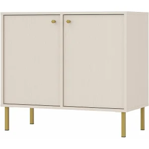 2-deurs dressoir met zwarte poten – 84 cm – beige – OKTIO 2-deurs dressoir met zwarte poten – 84 cm – beige – OKTIO