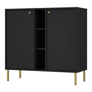 2-deurs dressoir met planken – 100 cm – grafietzwart – OKTIO 2-deurs dressoir met planken – 100 cm – grafietzwart – OKTIO