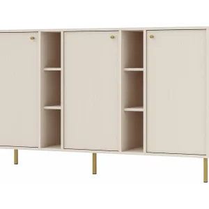 3-deurs dressoir met planken – 159 cm – beige – OKTIO 3-deurs dressoir met planken – 159 cm – beige – OKTIO