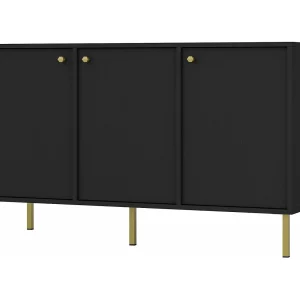 3-deurs dressoir met gouden poten – 125 cm – grafietzwart – OKTIO 3-deurs dressoir met gouden poten – 125 cm – grafietzwart – OKTIO