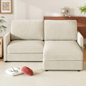 2-zits converteerbare hoekbank – 180x140x86cm – in Corduroy stof – Max. belasting 300kg – voor Woonkamer, Slaapkamer, Kantoor 2-zits converteerbare hoekbank – 180x140x86cm – in Corduroy stof – Max. belasting 300kg – voor Woonkamer, Slaapkamer, Kantoor