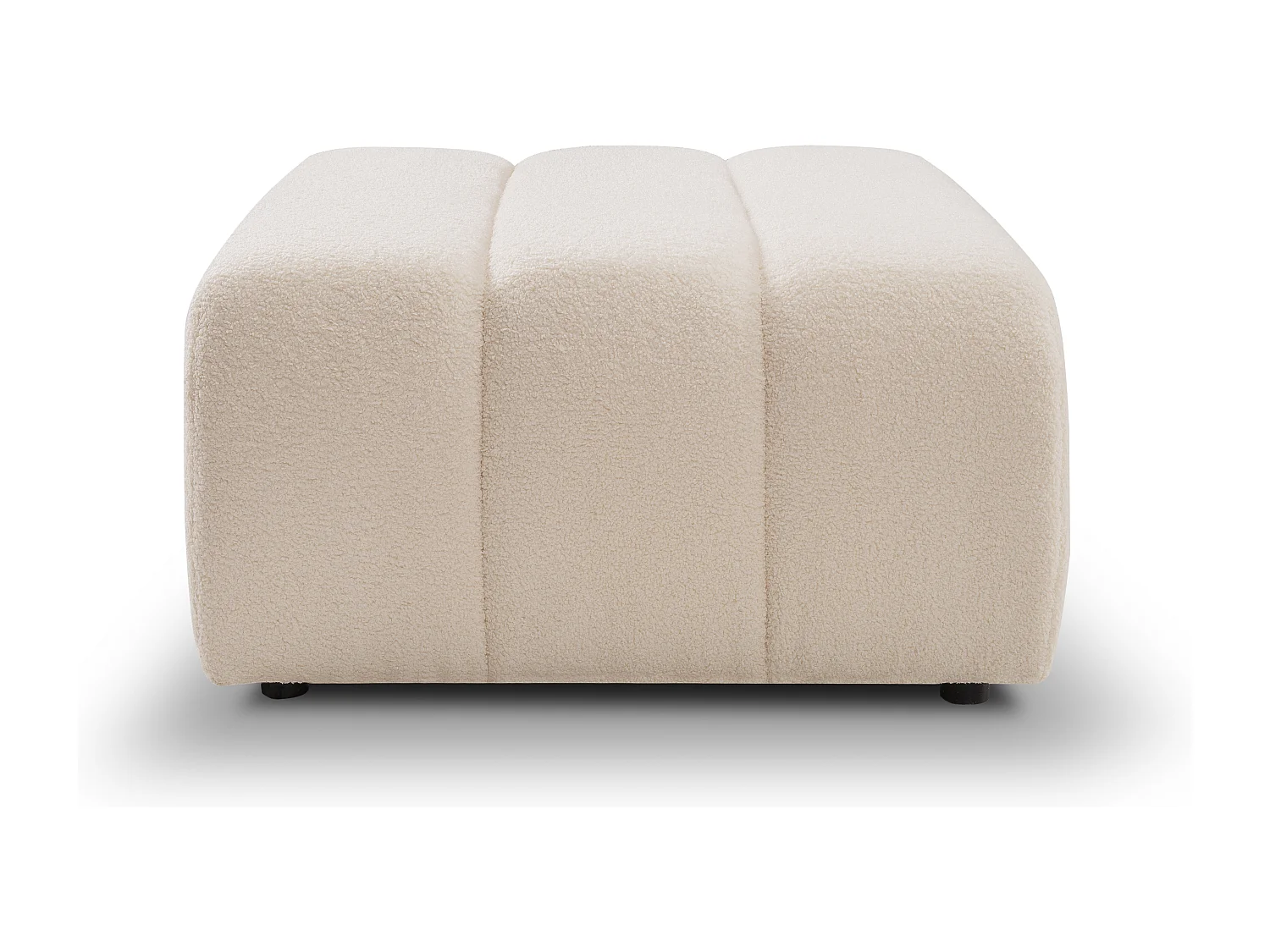 BALOO Poef - Comfortabele poef met houten frame, PUR-schuim, zwarte kunststof poten, modern design 82x75x41cm Crème