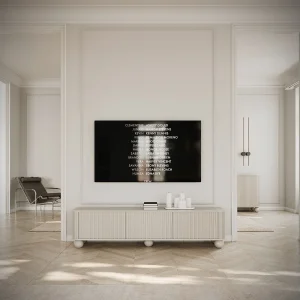3-deurs tv-meubel op bolpoten – 163 cm – greige – ARVELLO