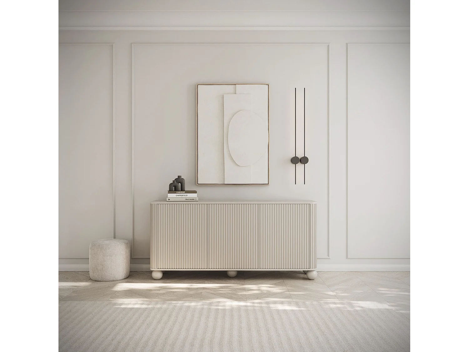 3-deurs dressoir - 163 cm - greige op poten - ARVELLO