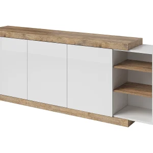 Azior Wit en Hout 3-deurs lang dressoir Azior Wit en Hout 3-deurs lang dressoir