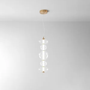 5-lichts LED-hanglamp met helder glazen frame, gepolijst messing frame, 38W 3040lm, modern interieurdesign, 78cm – Perenz 5-lichts LED-hanglamp met helder glazen frame, gepolijst messing frame, 38W 3040lm, modern interieurdesign, 78cm – Perenz
