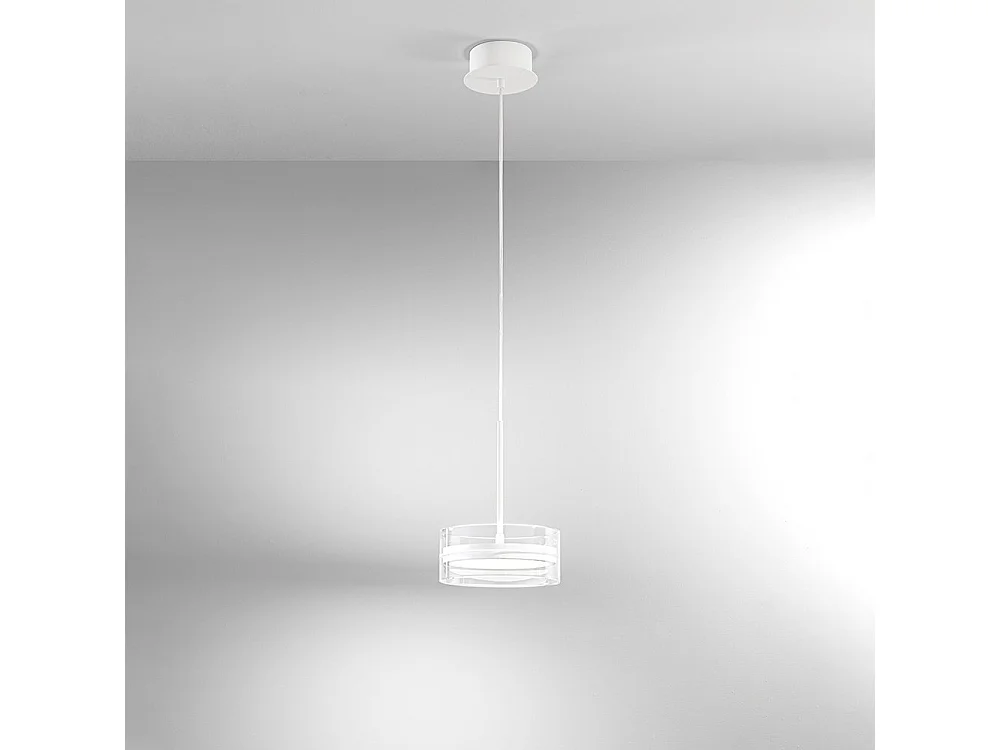14W LED-hanglamp van metaal en aluminium, dubbele lichtuitstraling, matwitte afwerking, dimbaar, diameter 20 cm - Perenz