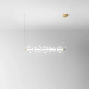 7-lichts LED-hanglamp met helder glazen frame, gepolijst messing frame, 50W 4250lm, modern interieurdesign, 117,5 cm – Perenz 7-lichts LED-hanglamp met helder glazen frame, gepolijst messing frame, 50W 4250lm, modern interieurdesign, 117,5 cm – Perenz