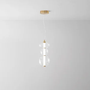 3-lichts LED-hanglamp met helder glazen frame, gepolijst messing frame, 24W 1920lm, modern interieurdesign, 50,5 cm – Perenz 3-lichts LED-hanglamp met helder glazen frame, gepolijst messing frame, 24W 1920lm, modern interieurdesign, 50,5 cm – Perenz