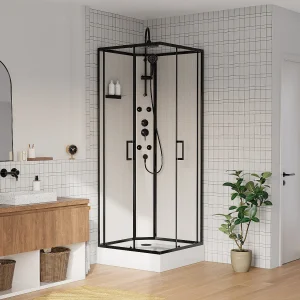 Douchecabine met massagefunctie van bamboevezel – Zwart – L80 x B80 x H225 cm – ARDALI Douchecabine met massagefunctie van bamboevezel – Zwart – L80 x B80 x H225 cm – ARDALI