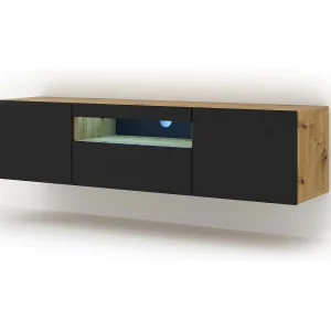 Aurus Zwart en Hout 3-deurs LED TV wandmeubel 150 cm Aurus Zwart en Hout 3-deurs LED TV wandmeubel 150 cm
