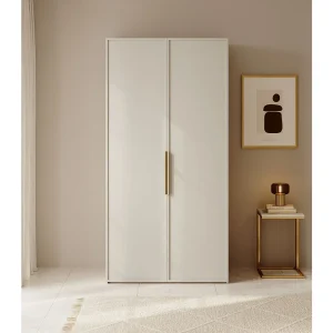 2-deurs kledingkast met roede en lades – 100 cm – greige – FRAME