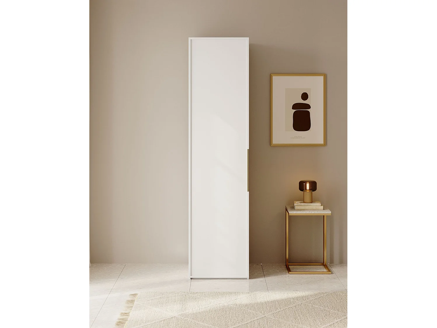 1-deurskast met roede en lades – 50 cm – wit – FRAME