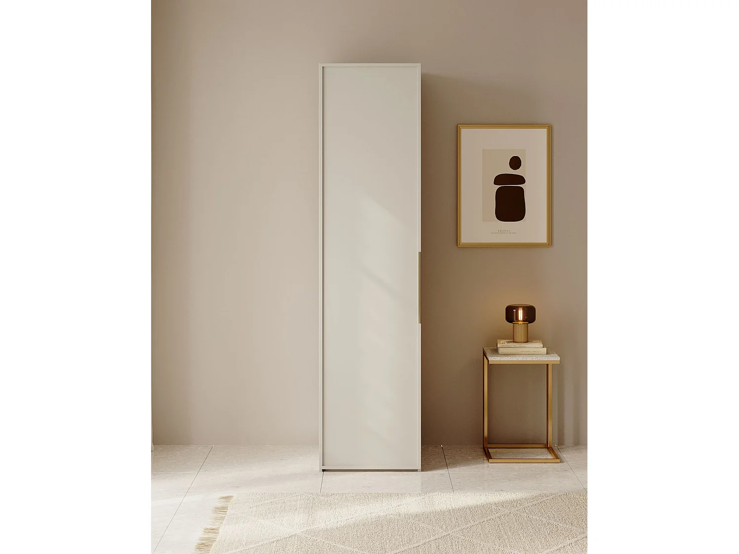 1-deurskast met roede en lades – 50 cm – greige – FRAME