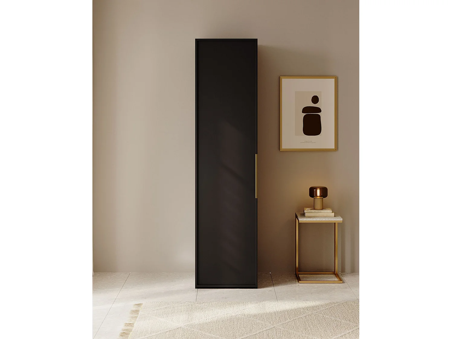 1-deurskast met roede en lades – 50 cm – zwart – FRAME