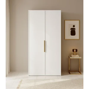 2-deurs kledingkast met roede en lades – 100 cm – wit – FRAME