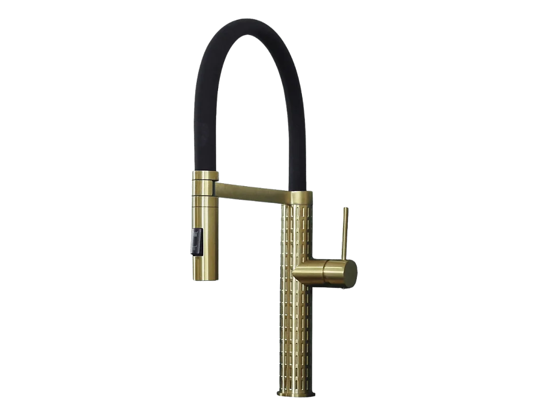 Architek wastafelmengkraan met mobiele gouden douchekop - Essebagno