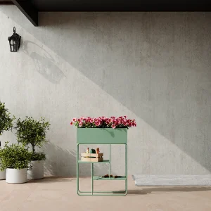 Plantenbak op voet L60 x D25 x H80 cm – groen – ALIPIAL Plantenbak op voet L60 x D25 x H80 cm – groen – ALIPIAL