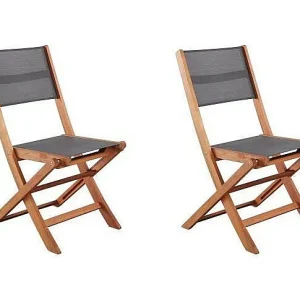 2 tuinstoelen in acaciahout met textiel zitting – 50 x 57 x 90 cm – Grijs 2 tuinstoelen in acaciahout met textiel zitting – 50 x 57 x 90 cm – Grijs