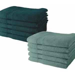 10 handdoeken 50 x 90 cm5 pauw + 5 celadon 10 handdoeken 50 x 90 cm5 pauw + 5 celadon
