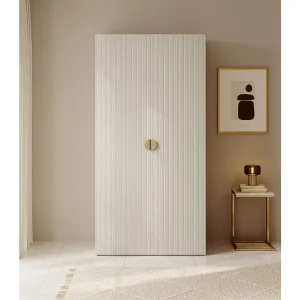 2-deurs kledingkast met roede en planken – 100 cm – greige – MOONIR