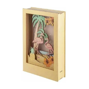 3D-patroon houten decoratief frame – 20 x 30 x 6,7 cm – Flamingo